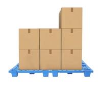 6 paletas de plástico de 60 x 40 cm de HDPE, palé ligero con estructura de rejilla y capacidad de carga de 100 kg, media paleta industrial para almacenamiento, logística y transporte (azul) (azul)