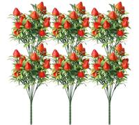 6 Palillos de Fresa de 32 cm de Altura, Ramo de Fresas Artificiales de imitación, Ramo de Frutas de plástico para arreglos Florales, decoración para Fiestas en casa, Palillos de Fresa, Fresas Art
