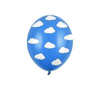 6 PALLONCINI lattice 30 cm azzurro CON NUVOLE nascita compleanno bambino