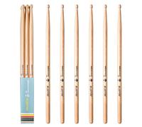 6 palos/3 pares de baquetas naturales 5A, bastones clásicos 5A, baquetas de nogal con puntas de bellota, para batería acústica o electrónica, palo de fuego azul, peso a juego. Baqueta natural. Regalo