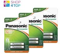 6 Panasonic AAA Recargable Listo A Uso batteries 750mAh Nimh 1.2V 2BL Nuevo