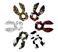 6 pañuelos para el pelo, coleteros negros con letras del alfabeto, bandas para el pelo, coleteros para mujeres y niñas