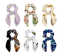 6 pañuelos para el pelo, coleteros para el pelo, vintage, retro, dinosaurio, bosque, animales, bandas para el pelo, coleteros para mujeres y niñas