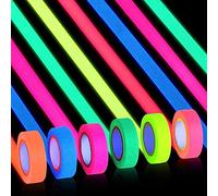 6 Papel Washi Tape, Cinta Luminosa, Glow in the Dark Cinta Autoadhesiva Tape, Blacklight Neón Gaffer Tape, Fluorescente Cinta de enmascarar Suministros De Fiesta De Luz Negra 15mmx5m