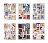 6 paquetes de calcomanías de papel para álbumes de recortes, estilo vintage, sello postal, sellado, planificador, decoración retro para cuaderno, diario, diario, manualidades, manualidades (antiguo)