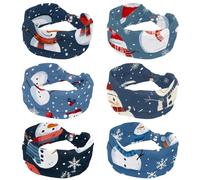 6 paquetes de diademas elásticas para mujer, diadema ancha, para invierno, Navidad, muñeco de nieve, anudado, vendas vintage para uso diario, yoga, entrenamiento