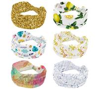 6 paquetes de diademas para mujer, turbante ancho, diseño de frutas de limón, antideslizantes, banda elástica para el sudor, yoga, entrenamiento, bandana suave