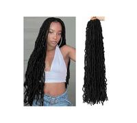 6 paquetes de extensiones de cabello trenzado de ganchillo con rastas suaves for mujeres negras, mechones enteros pre-enrollados, largos y rizados. Wear and Go(Black,36inch)