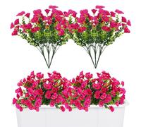 6 Paquetes de Flores Artificiales de Trompeta Realistas con Protección UV Duradera, Ideales para Decoración Interior y Exterior en Hogar, Balcón, Porche o Jardín - Color Fucsia Brillante y Atractivo