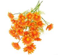 6 paquetes de margaritas artificiales con tallos para exhibiciones florales decorativas y decoración del hogar, flores de seda sintética resistentes a los rayos UV (naranja Ameme))