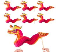 6 Paquetes de Marionetas de Papel de Dragón Chino Artesanía Marionetas de Dragón de Artes de Decoración de Año Nuevo Chino Hechas a Mano para Manualidades, Regalos, Decoración de Casa