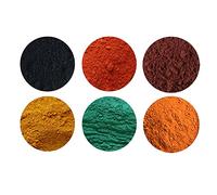 6 paquetes de polvo de óxido de hierro,pigmento concreto,óxido de hierro negro,óxido de hierro amarillo,óxido de hierro rojo,óxido de hierro verde,óxido de hierro naranja y óxido de hierro marrón