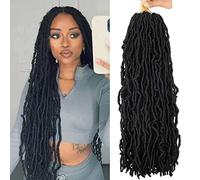 6 paquetes de rastas suaves de ganchillo preenlazadas, trenzas de ganchillo sintéticas, rastas de diosa, cabello sintético para mujeres negras (1B, 24 pulgadas (paquete de 6))