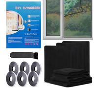 6 Paquetes Mosquitera Ventana, 130x150cm Mosquitera para Ventanas, Mosquiteras de Ventanas, Adhesiva Tela Malla Mosquitera, Tela Mosquitera, Anti Mosquito Malla Protector Kit (Negro)