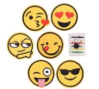 6 parches bordados con cara sonriente para planchar con kit de costura, sonrisa amarilla, linda cara alegre, parches para ropa, vaqueros, bolsos, sombrero, manualidades, decoración, accesorios de