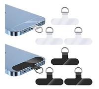 6 Parches de Cuerda para Movil, Universal Parche de Correa de Cordón para Teléfono Movil, Parche para Teléfono Correa Movil Cuello Compatible con la Mayoría de las Carcasas (Transparente+Negro)