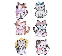 6 parches de dibujos animados para planchar con diseño de gatos, parches de reparación de animales, parches bordados para decoración de bolsas de ropa