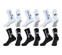6 Pares Calcetines Antideslizantes Futbol Set, Calcetines Deportivos Antideslizantes Hombre, Calcetines Deporte de Compresión para Fútbol Baloncesto Correr Yoga Ciclismo(BlancoNegro)