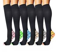 6 Pares Calcetines de Compresión para Mujeres y Hombres 15-20 mmHg Medias de Compresion Graduada Socks Protección Muscular Deporte Correr Vuelos Viajes Ciclismo Enfermeras Circulación