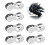 6 pares de 10 cierres de cadena para bicicleta, reutilizables, cierre rápido, eslabones de cierre rápido para bicicleta de montaña y bicicleta de carretera, acero de alta calidad, color plateado