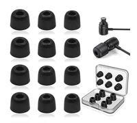 6 pares de almohadillas de espuma viscoelástica de rebote lento para auriculares intraurales de 5 mm a 6 mm, con caja de almacenamiento S/M/L, 3 tamaños (interior de 4,9 mm, negro)