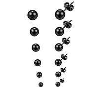 6 pares de aretes negros de acero inoxidable para hombres, mujeres y niñas, hombres, aretes negros, aretes de mujer, aretes negros para hombres y mujeres, juego de aretes de bola pequeños, hipoalergénicos de 3 mm a 8 mm