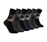 6 pares de calcetines a cuadros con estampado de rombos para hombre y mujer, algodón, cintura cómoda, sin costuras, 6 Pares | Mezcla de colores, 47-50