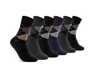 6 pares de calcetines a cuadros con estampado de rombos para hombre y mujer, algodón, cintura cómoda, sin costuras, 6 Pares | Mezcla de colores, 47-50