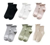 6 Pares De Calcetines Cortos Agáricos, Calcetines Con Volantes, Calcetines Con Volantes Negros Para Mujer, Calcetines De Ballet Blancos, Calcetines Con Volantes Blancos