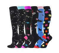 6 pares de calcetines de compresión de 20 a 30 mmHg para hombres y mujeres, enfermera de recuperación, correr, maternidad, embarazo, vuelo, viajes, deporte médico (S-M, Set 3)