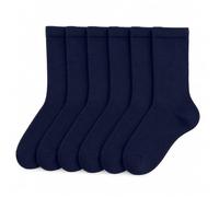 6 pares de calcetines escolares para niños y niñas, calcetines de regreso a la escuela, de algodón, lisos, para la escuela, azul marino, 7-10 Years