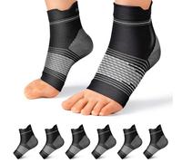 6 pares de calcetines para fascitis plantar para hombres y mujeres, calcetines de compresión con soporte de arco para tendinitis de Aquiles, dolor de talón, hinchazón y alivio de artritis, negro