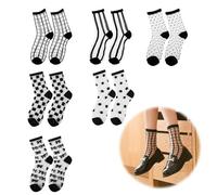 6 Pares de Calcetines Transparentes Calcetines de Verano de Malla de con Raya a Cuadros a Lunares para Mujer de Encaje Transparentes de Nailon con Purpurina