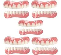 6 Pares de Dentaduras de Silicona Carillas Cosméticas Instantáneas Dientes Sonrientes Superior e Inferior a Juego Prótesis Dentales de Ajuste Cómodo para Desdentados,01,5PCS