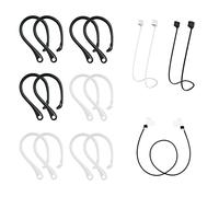6 pares de ganchos para los oídos antipérdida, material de TPU, compatibles con la mayoría de los auriculares Bluetooth, para ejercicios deportivos, con 2 pares de cables de silicona antipérdida.