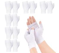 6 pares de guantes de algodón para eccema, guantes de algodón para mujeres y hombres, guantes blancos sin dedos para pantalla táctil para manejo artístico, guantes hidratantes sin dedos para manos
