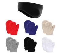 6 Pares De Guantes Para Niños Y 1 Diadema Cálida Con Protección Para Los Oídos, Guantes De Terciopelo Coral, Guantes Térmicos, Suministros Térmicos De Invierno