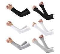 6 Pares De Mangas De Seda De Hielo Con Gancho Para Los Dedos, Protección UV Para Brazos, Protectoras De Verano Para Ciclismo Y Senderismo