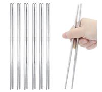 6 pares de palillos de metal,Palillos plateados de acero inoxidable,Palillos reutilizables de metal,Palillos de cena multifunción para uso diario Alimentos