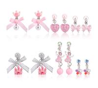 6 Pares de Pendientes Colgantes con Clip, Pendientes Clip Coloridos Sin Perforar Resina Sin Perforar Accesorios Joyería para Disfrazarse Princesa (Colgante de Castillo)