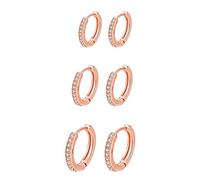 6 Pares de Pendientes de aro de 14K chapado en oro Huggie de plata esterlina Pequeño conjunto de aretes de circonio cúbico Diminuto Pendientes de cartílago para las Mujeres Hombres