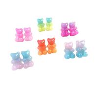 6 pares de pendientes de oso de goma de resina con bonitos colores caramelos, pequeños colgantes, joyas, ganchos hipoalergénicos para pendientes, D, como se describe