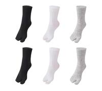 6 Pares De Unisex Tabi Calcetines De Chanclas Tabi Geta Japoneses De Flip Flop Dedos Separados Elásticos Para Mujeres Y Hombres (Negro,Blanco,Gris)39-42