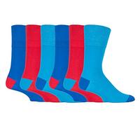 6 pares Gentle Grip calcetines hombre sin elastico 39-45 eur colores surtidos cuadrados (MGG88)