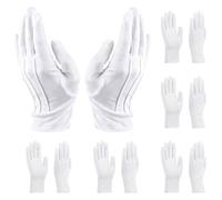 6 pares guantes blancos Talla unisex white gloves material de fibra de poliéster diseño transpirable blancos guantes detalle de tres rayas adecuado para todas las ocasiones formales 23 x 12,5 cm
