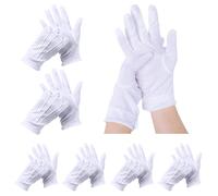 6 Pares Guantes de Tiro Blancos, Guantes Blancos Algodon Finos y Cosidos, para Hombre y Mujer, con Cierre a Presión, para Etiqueta, Esmóquines Formales, Uniformes Ceremoniales, Joyería, Unisex