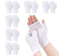 6 Pares Guantes Para Eccema Sin Dedos, Suave Y CóModo Guantes Algodon Dermatologicos, Guantes Algodon Para Eczema, Guantes EláSticos Suaves Para Cuidar El Piel, Blanco
