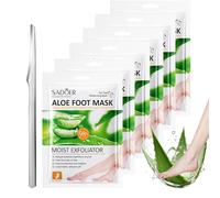 6 Pares Mascarilla Pies Exfoliante,Calcetines Hidratantes Pies,Exfoliante Pies-Peeling,Mascarilla-Pies Secos y Agrietados con Cuchillo de Pedicura,Aloe Vera - Foot Peel Mask