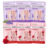 6 Pares Mascarilla Pies Exfoliante,Máscara Pies Peeling,Calcetines exfoliantes para pies,Hidratación Profunda,Mujeres y Hombres Quitar Piel Muerta y Callos,Lavanda+Rosa