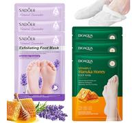 6 Pares Mascarilla Pies Peeling,exfoliante pies,Calcetines Exfoliantes con Lavanda & Miel,Cuidado de Pies para Reparar el Talón Agrietado y Secos - Foot Peel Mask